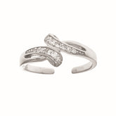 Silver Bypass Cz Toe Ring